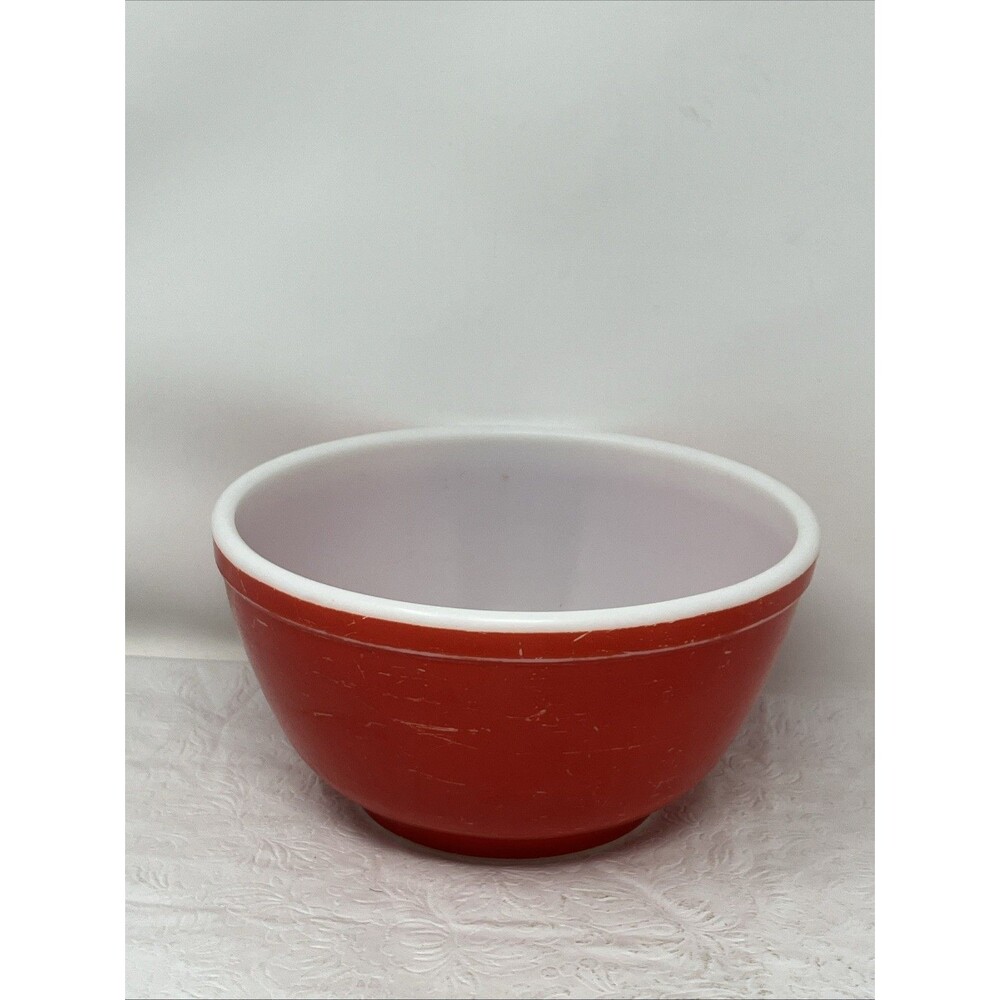 Red Pyrex Primary Colors Mixing Bowl; Early 1940's T.M. REG Mark for 402 Size